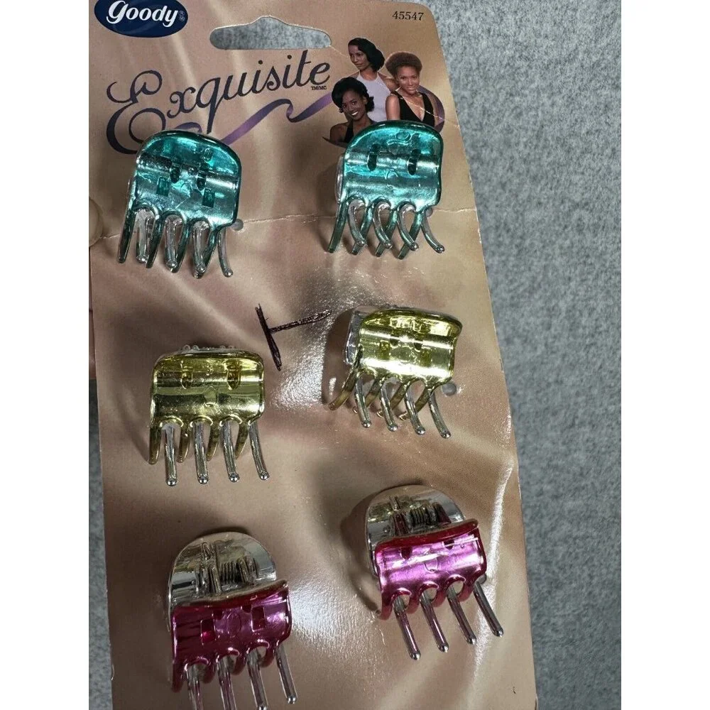Vintage 1999 Goody Small‎ Claw Hair Clips Exquisite Blue Pink Gold Y2K New